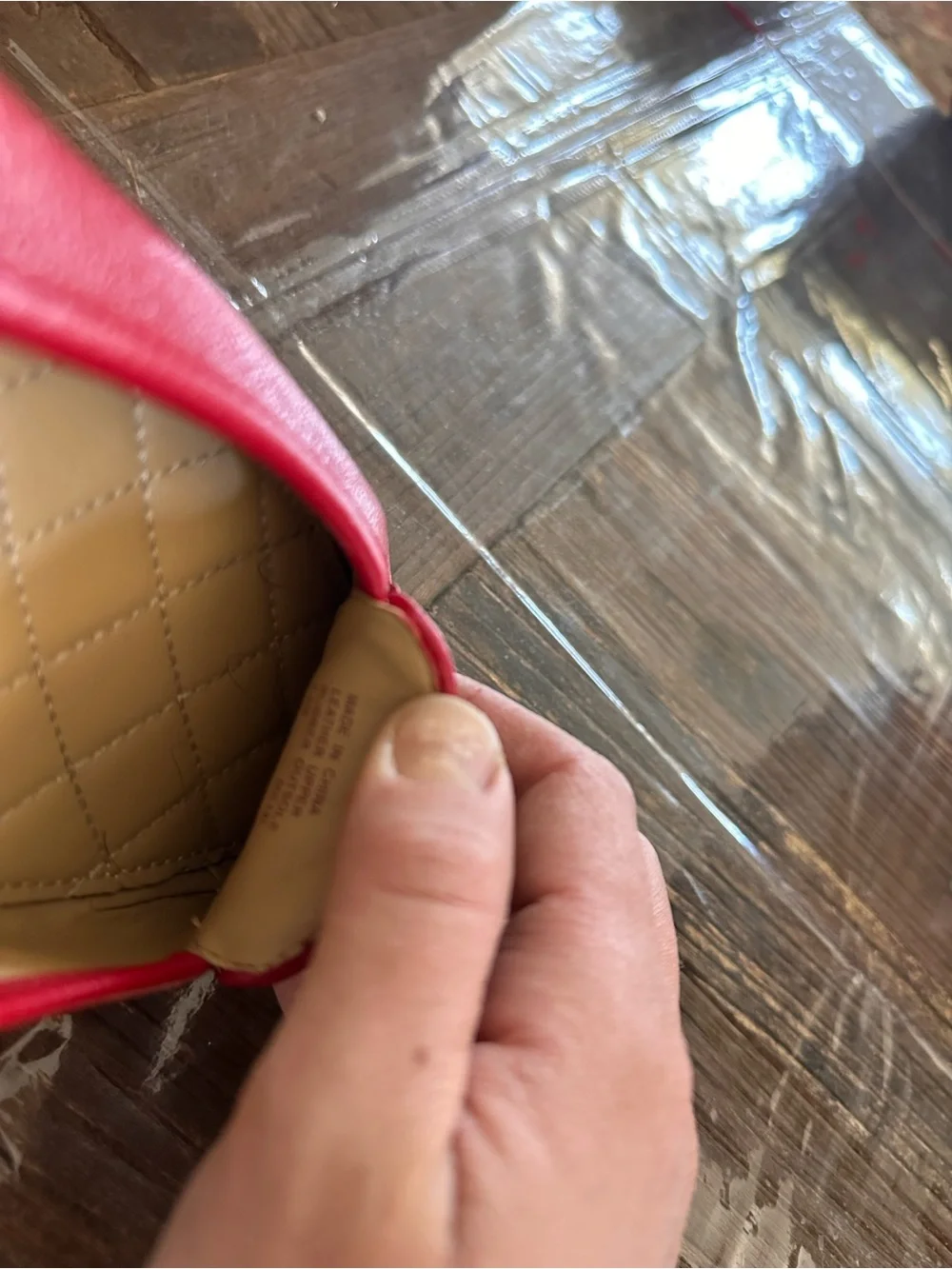 Michael Kors Red Leather Ballet Flats with Gold Logo Hardware